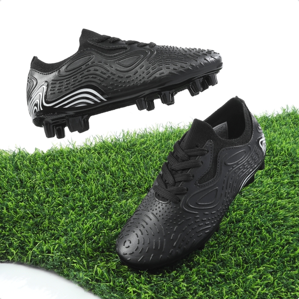 Kids Contoured Upper Soccer Shoes - BLACK GREY - 5